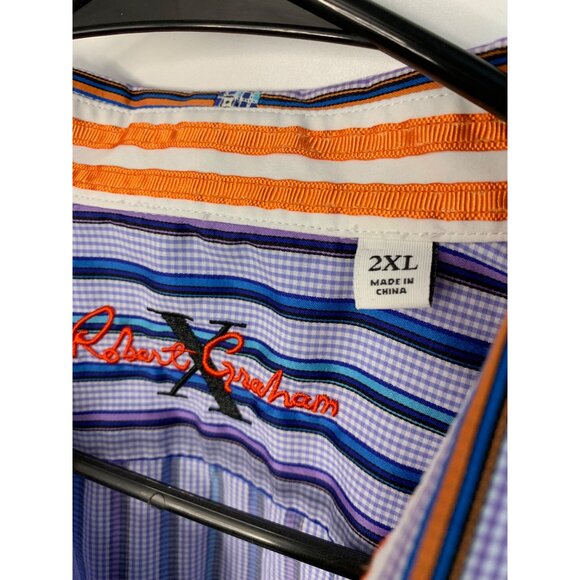 Robert Graham X Edition Men's Striped Button Sport Shirt Cotton LS 2XL 7426 EUC - Picture 3 of 10